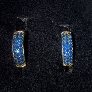 Elegant 14k Gold and Sapphire Huggies Earrings